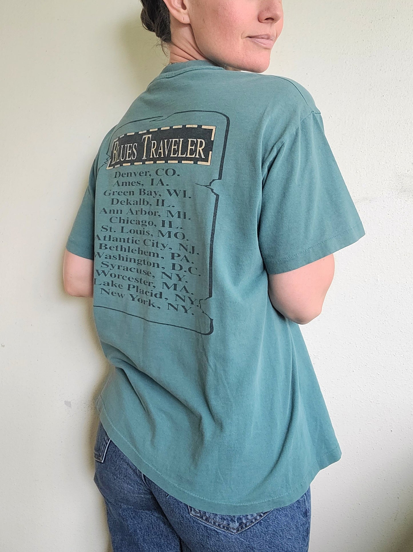 Vintage 90s Blues Traveler Tour 100% Cotton Made In USA T-Shirt