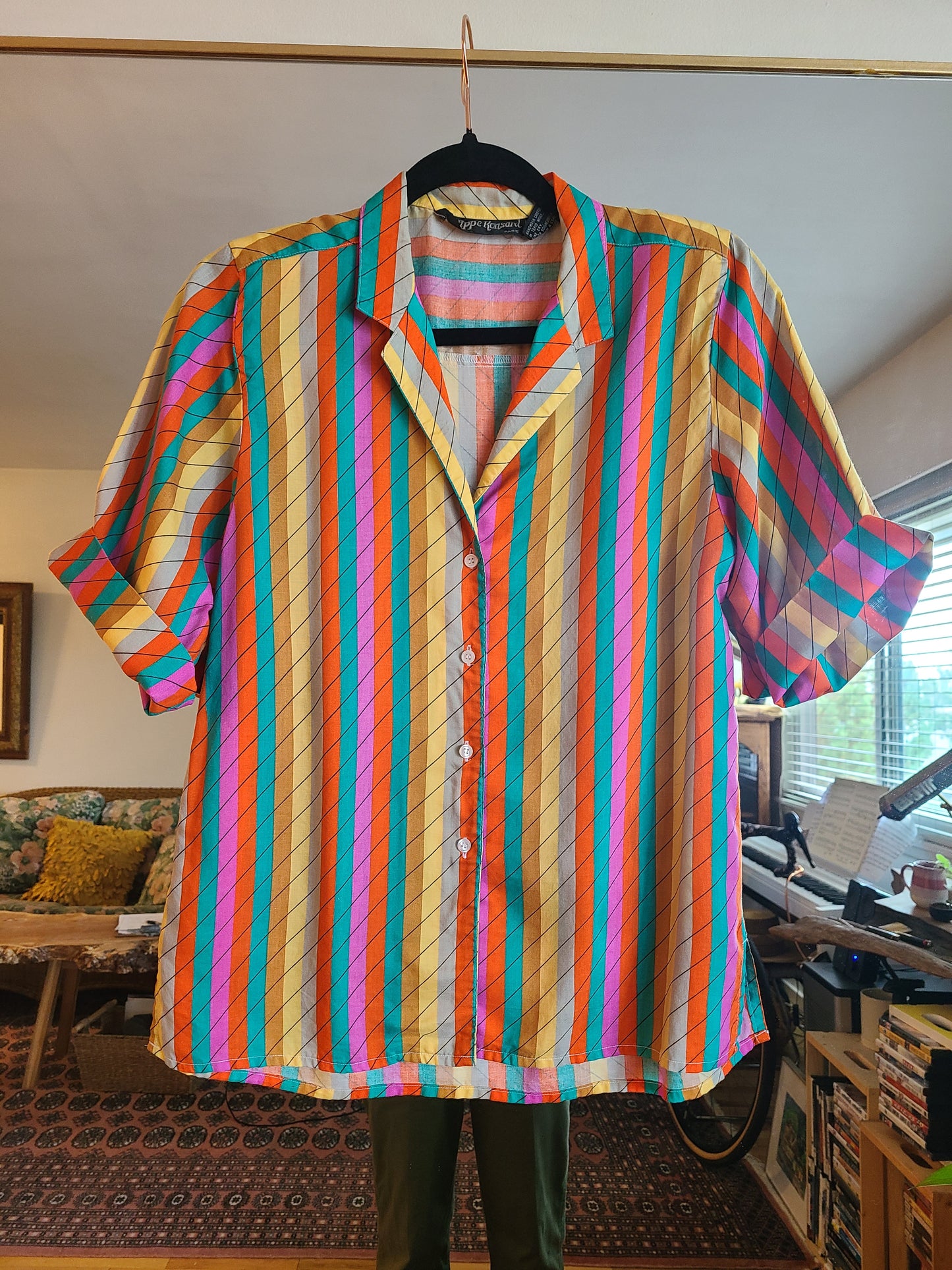 The Philippe Ronsard Rainbow Vintage 70s Blouse S/M
