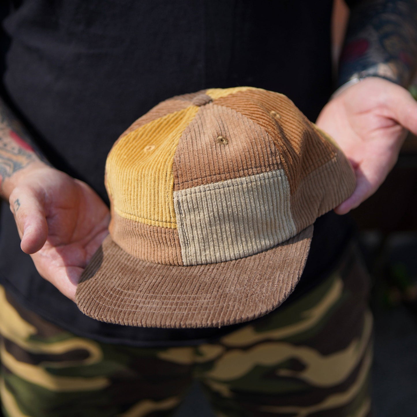 Patchwork Corduroy Hat: Desert