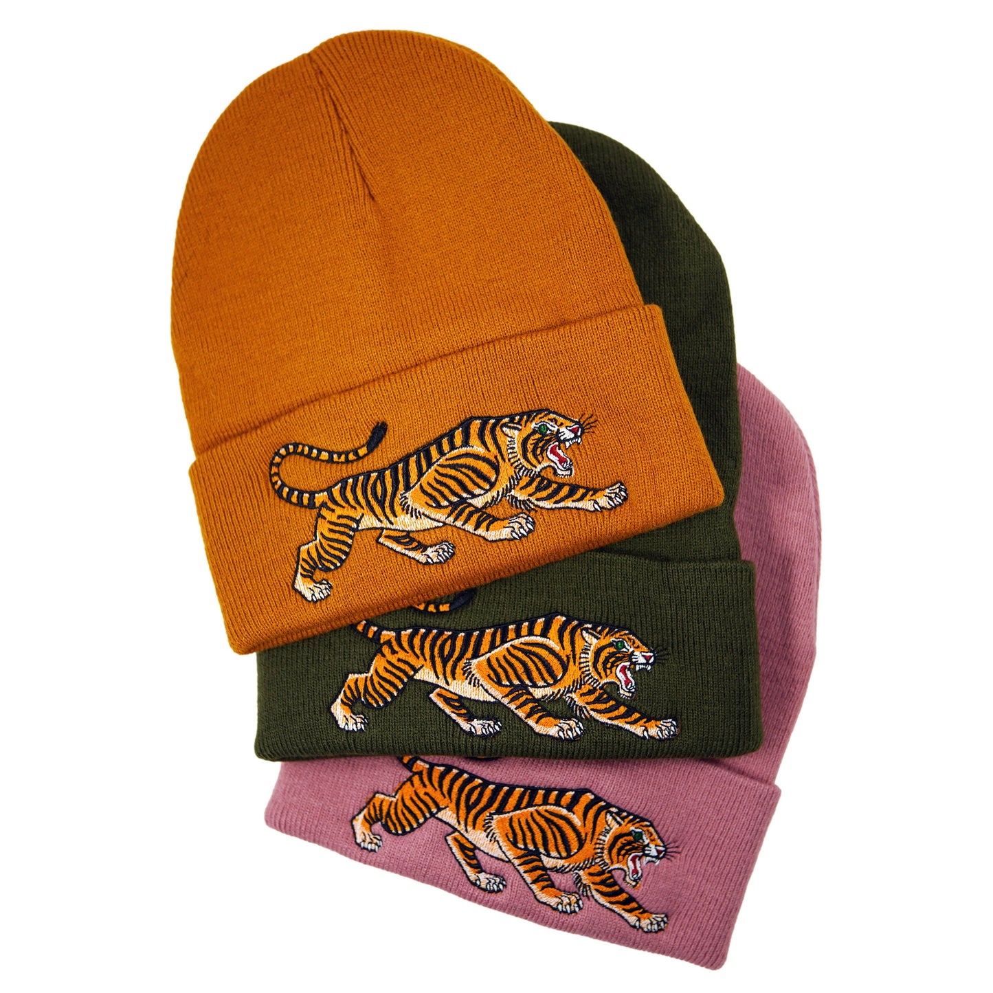 Tiger Beanie: Dusty Pink