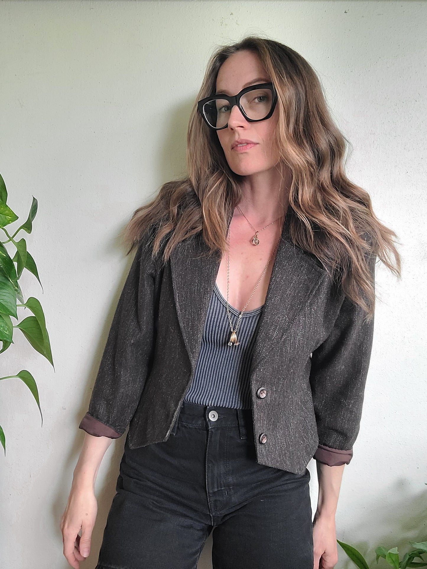 The Coffee Shop Writer Vintage 80s Wool Cropped Blazer M