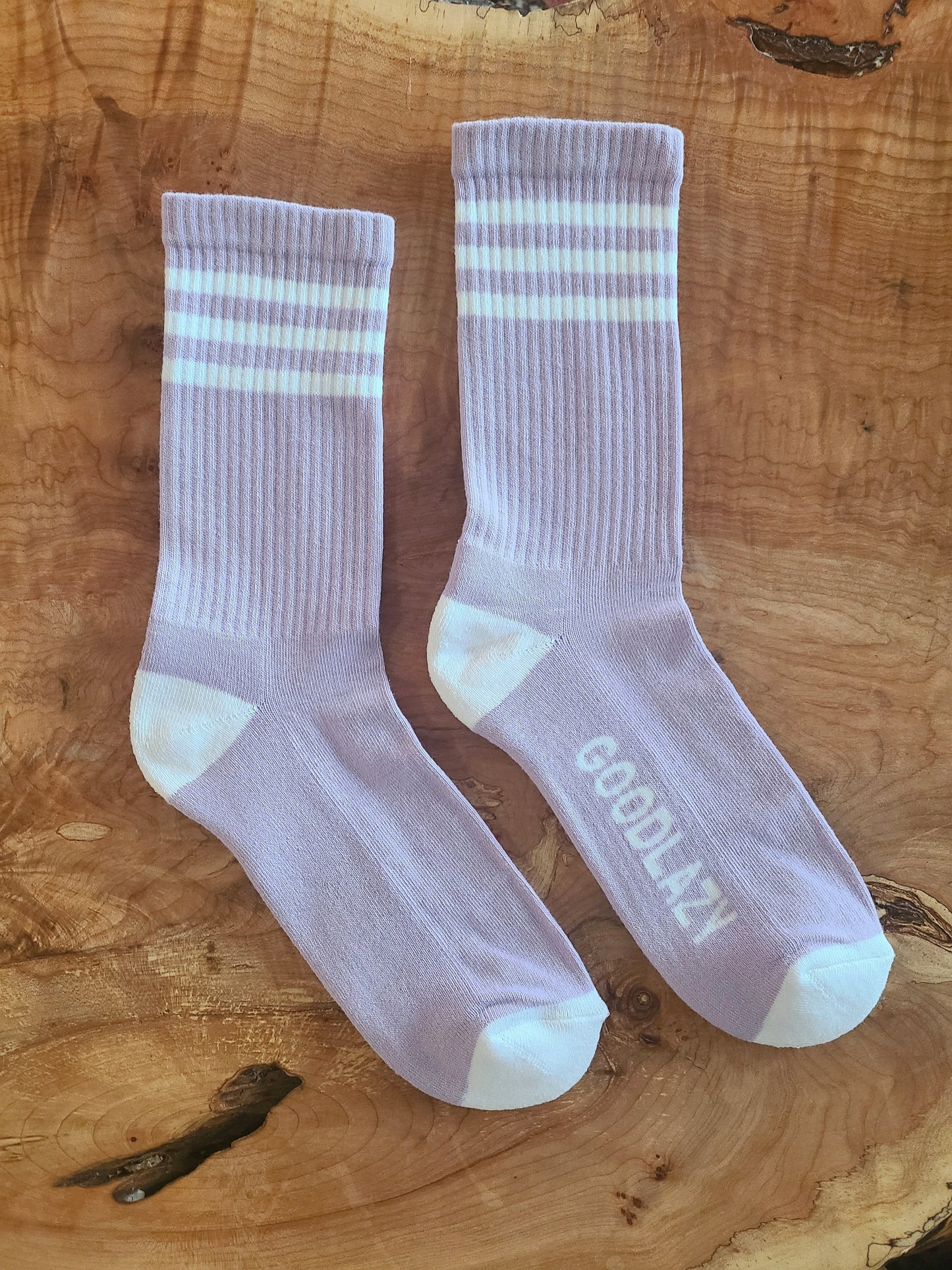 The GoodLazy Retro Athletic Organic Cotton Crew Sock - Lilac