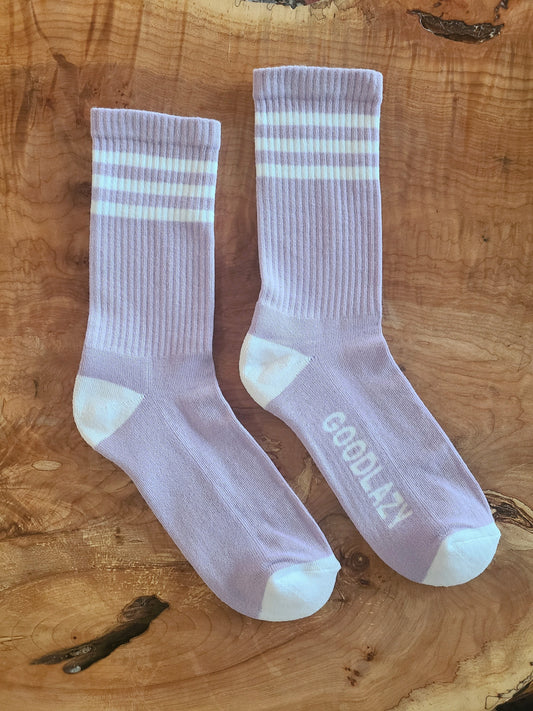 The GoodLazy Retro Athletic Organic Cotton Crew Sock - Lilac
