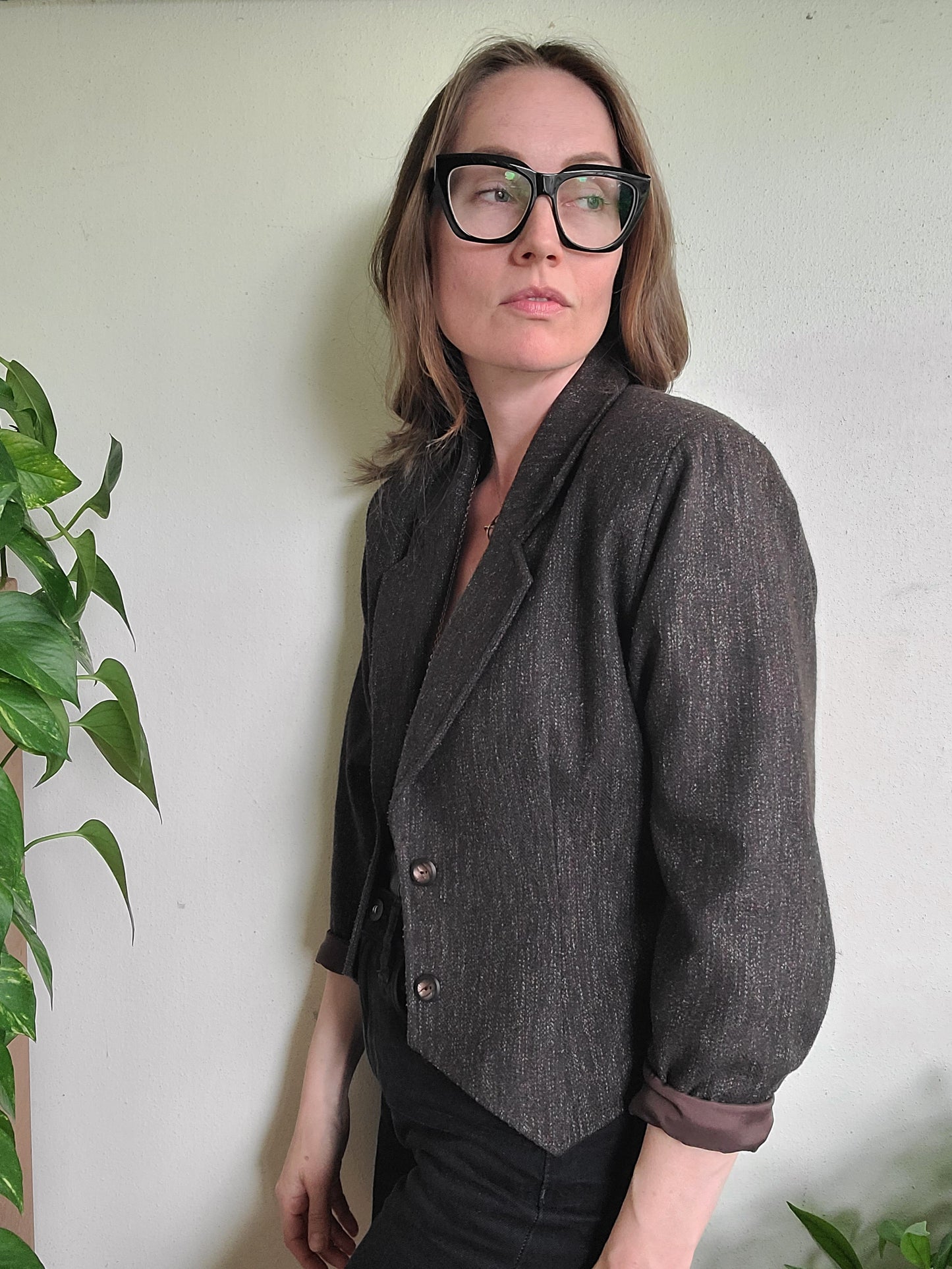 The Coffee Shop Writer Vintage 80s Wool Cropped Blazer M