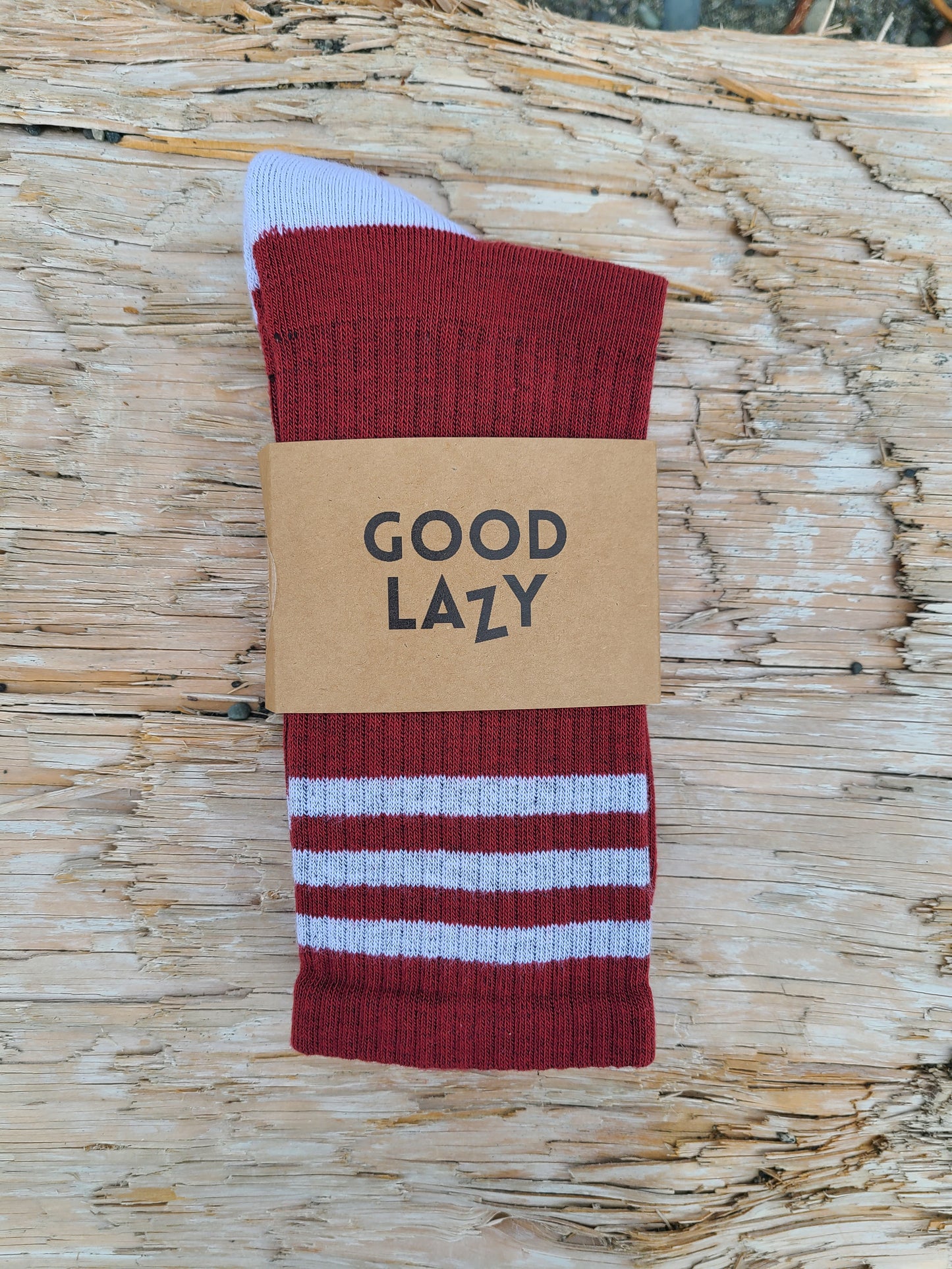 The GoodLazy Athletic Retro Organic Cotton Crew Sock - Dark Red