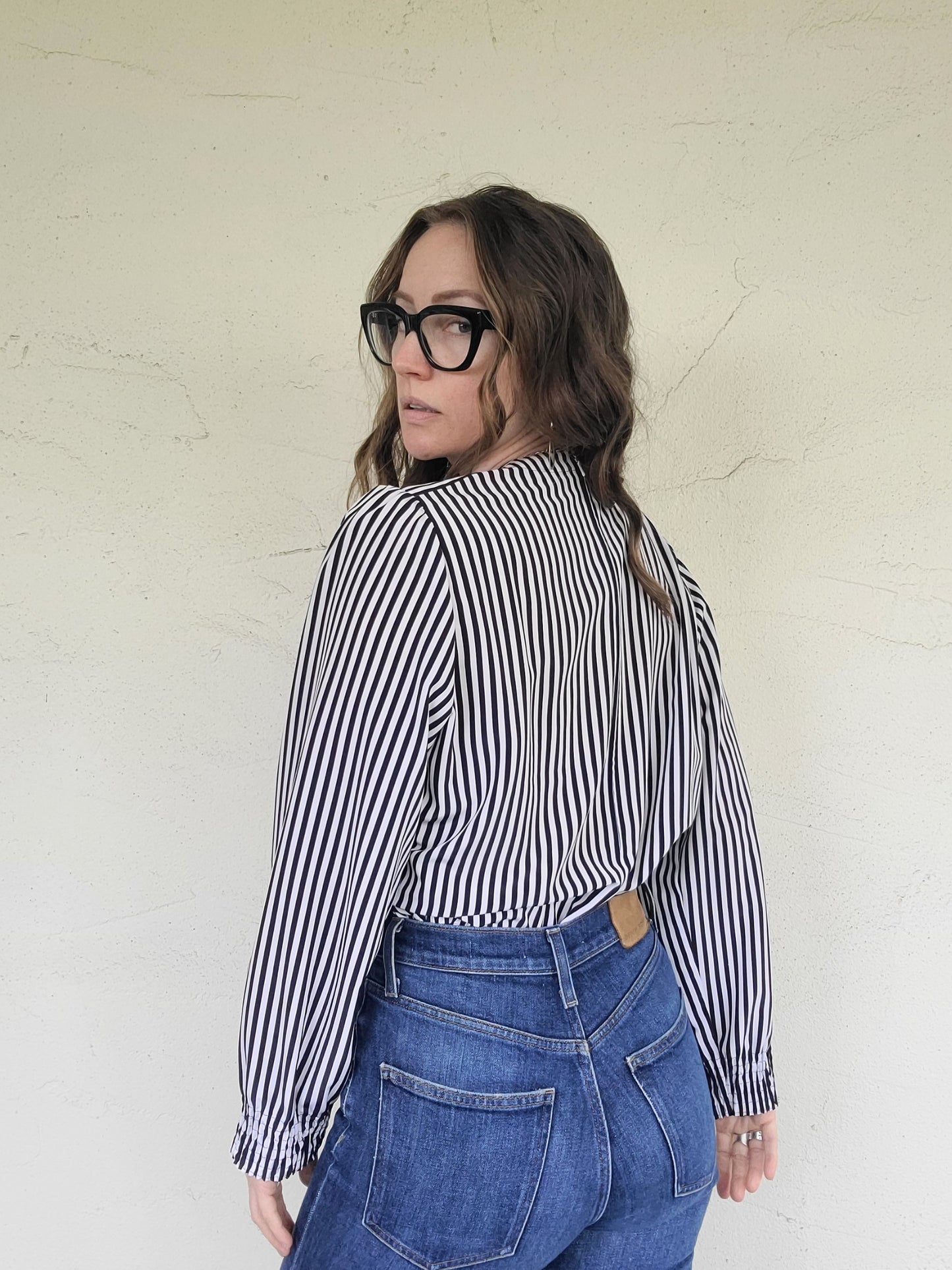 The Lady Mary Vintage Ascot Tie Stripe Blouse by Louis Feraud L