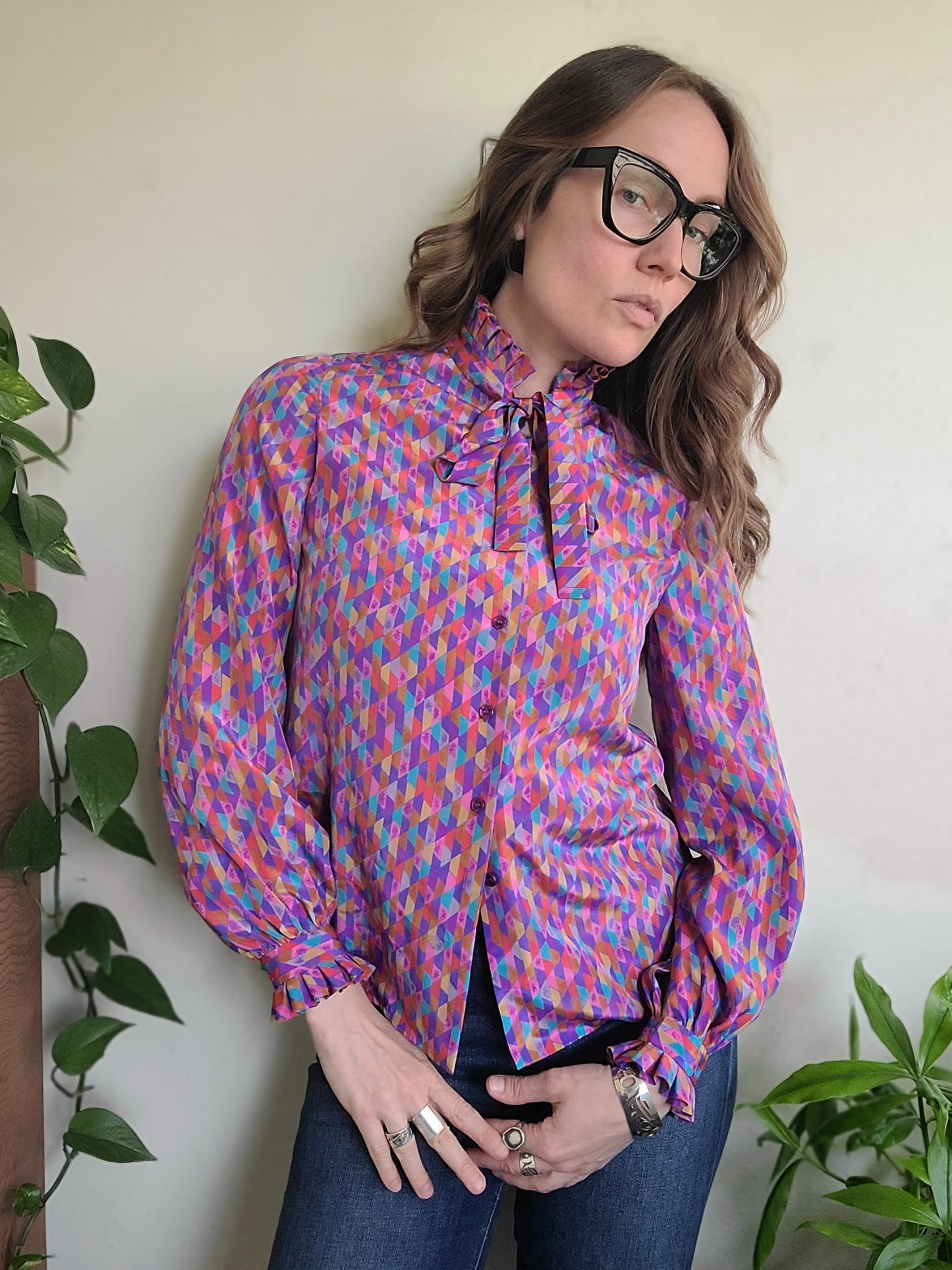 The Rainbow 1960s Vintage Blouse by Abe Schrader XS Petite