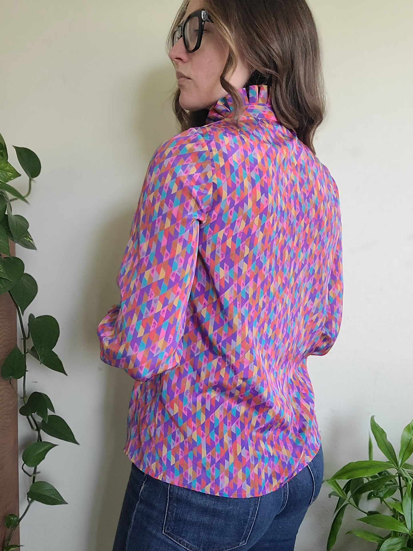 The Rainbow 1960s Vintage Blouse by Abe Schrader XS Petite