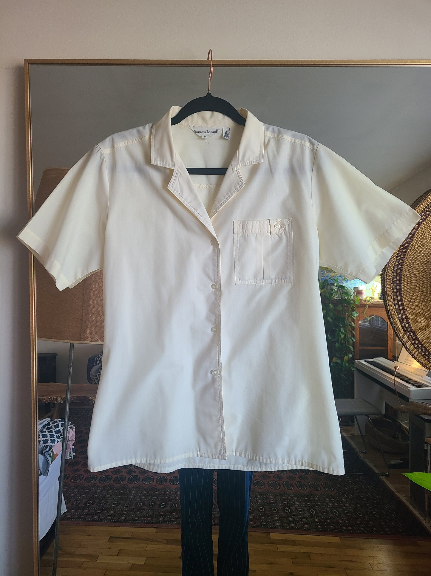 The Susan Poly Cotton Button Down 80s Blouse M/L
