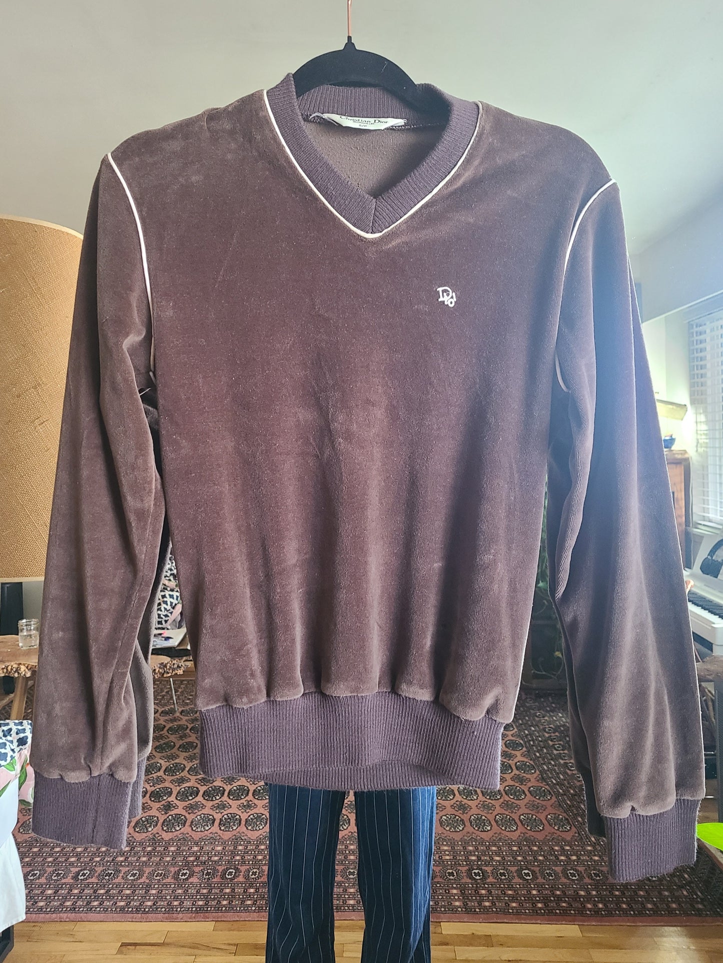 The Christian Dior Monsieur Vintage Velour Long Sleeve Pullover S