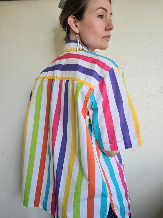The Rainbow Vintage 80s Liz Claiborne Cotton Button Down XL