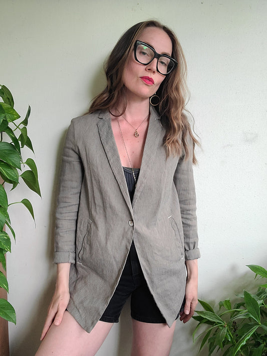 The Marina Unlined Linen Italian Blazer by Transit M