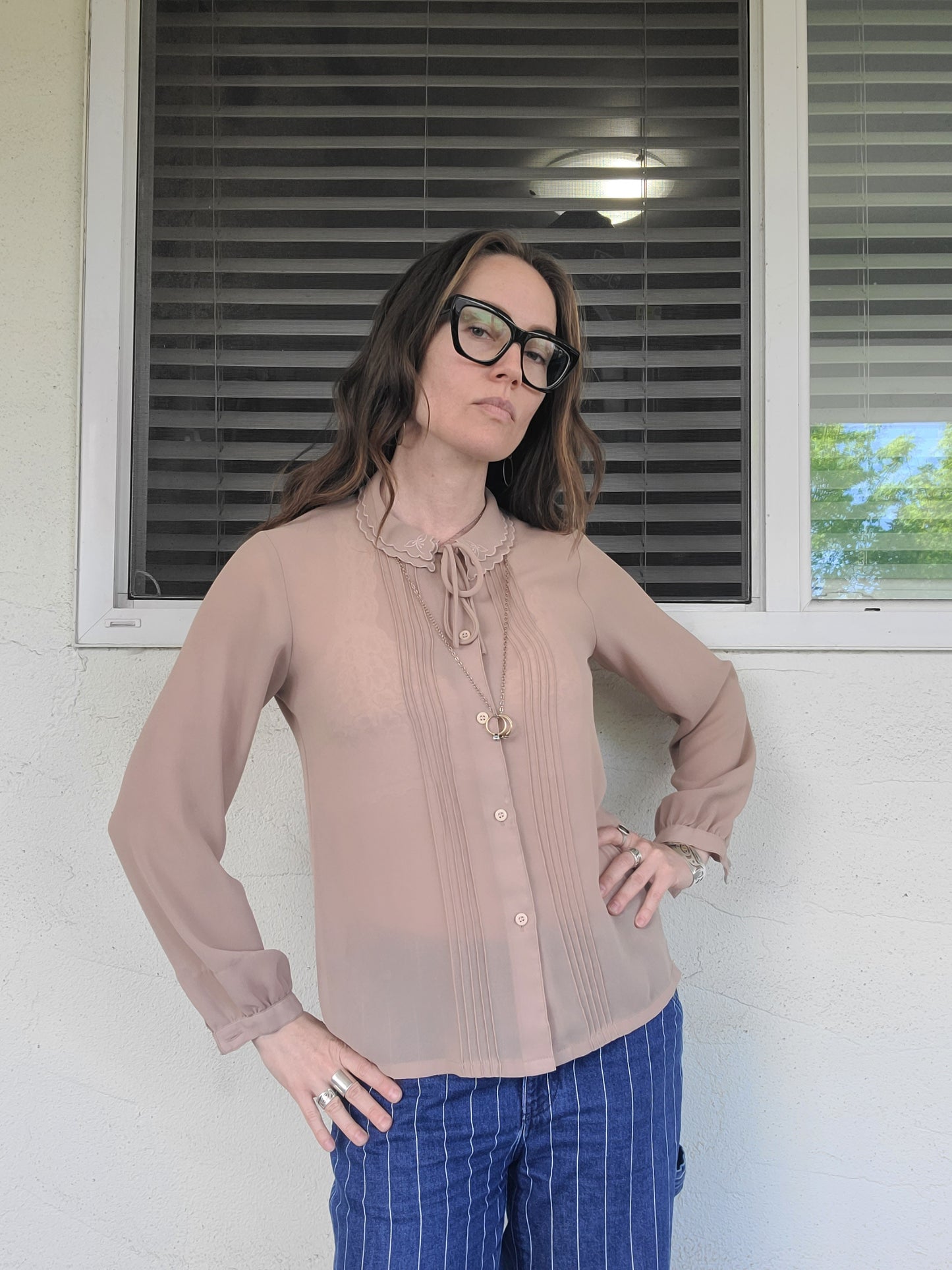 The Lady Edith Chiffon Vintage Blouse M