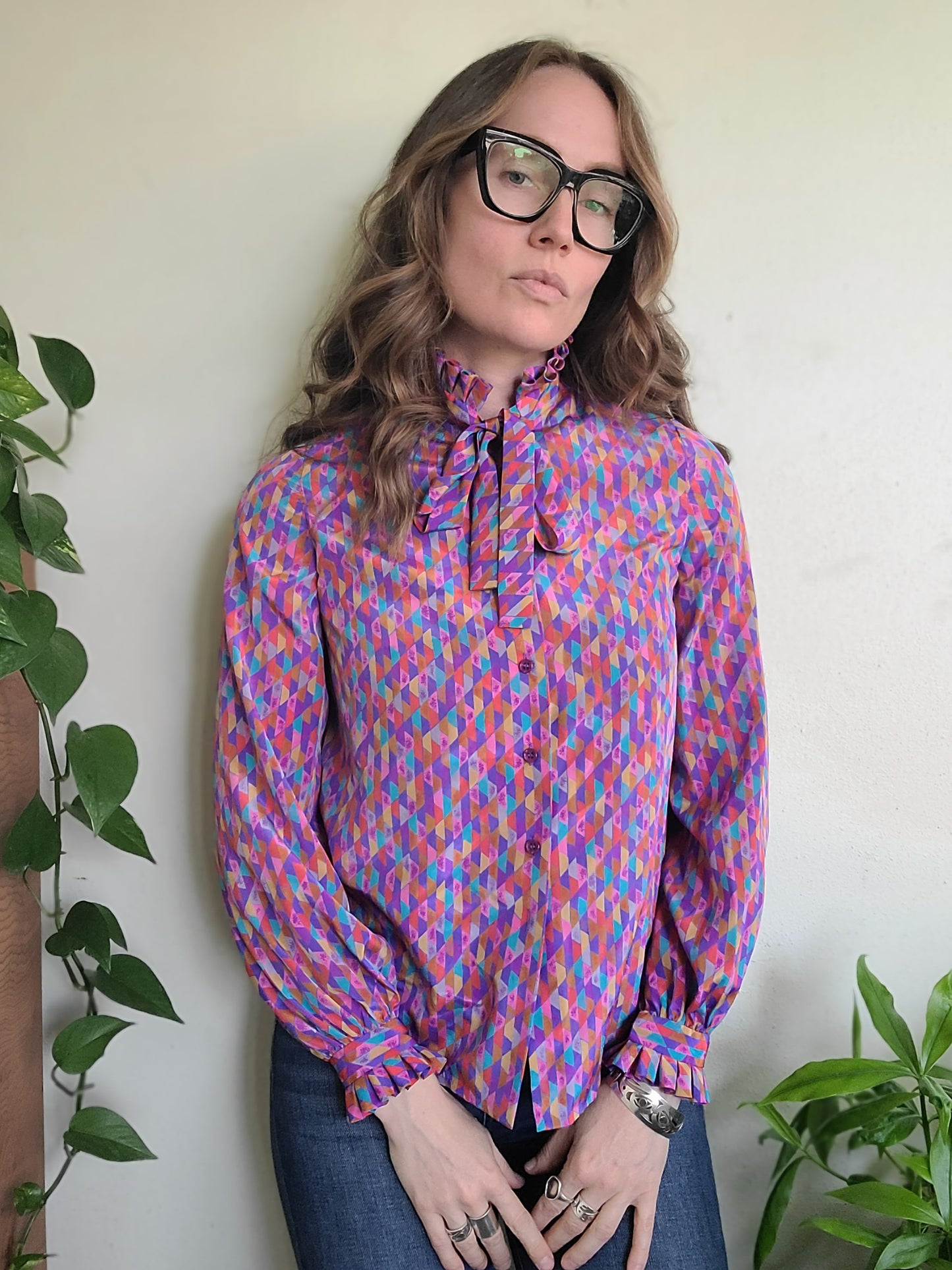 The Rainbow 1960s Vintage Blouse by Abe Schrader XS Petite