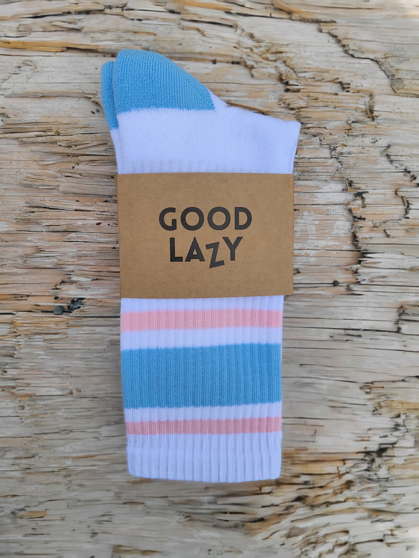 The GoodLazy Athletic Retro Organic Cotton Crew Sock - White