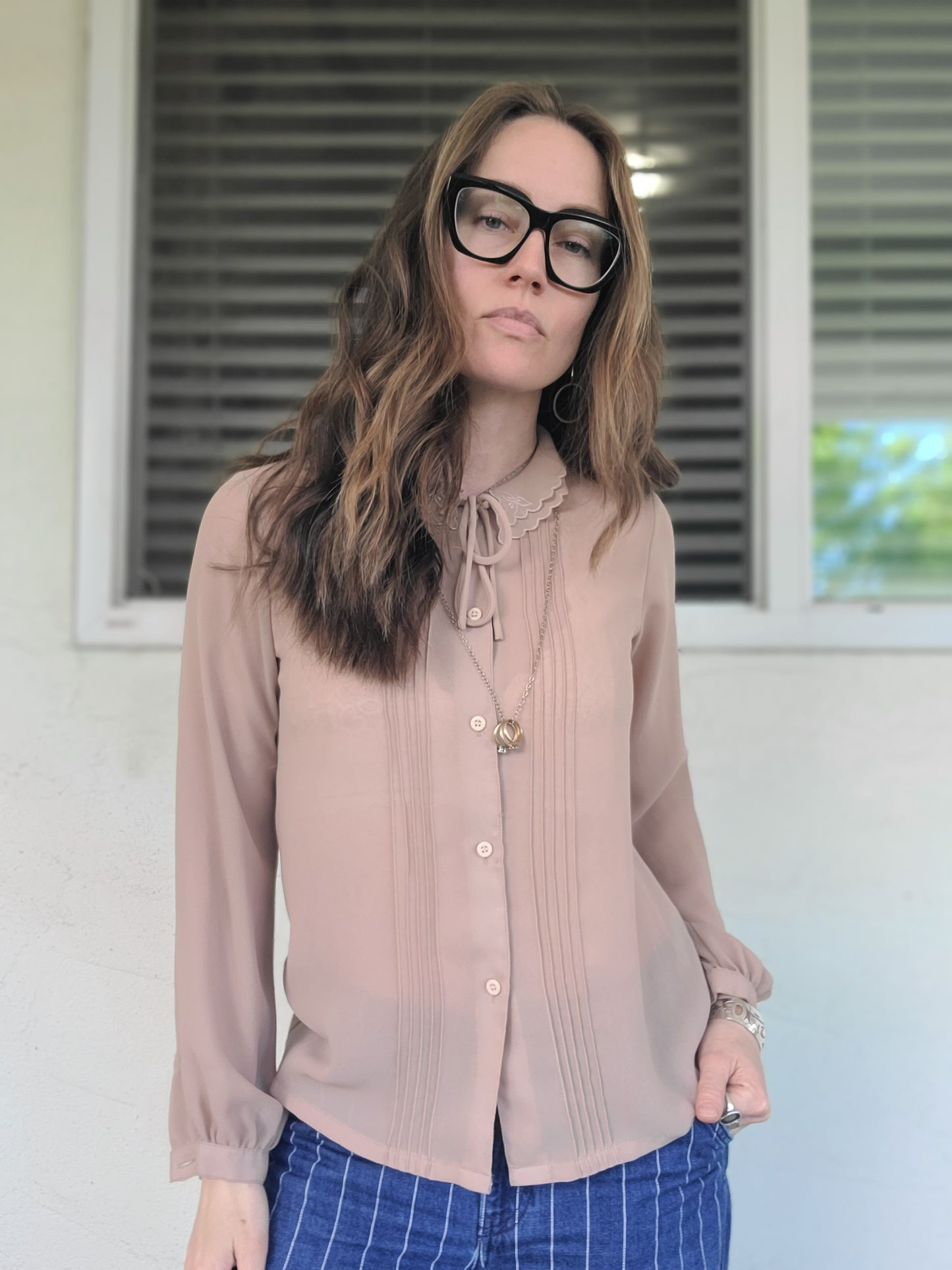 The Lady Edith Chiffon Vintage Blouse M