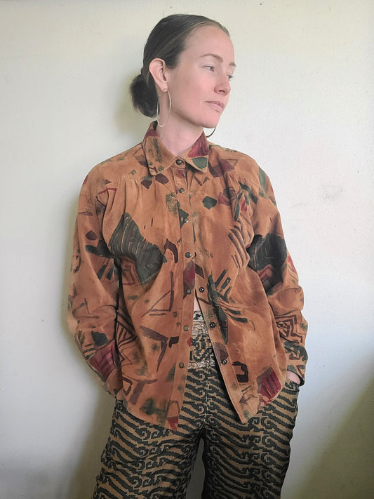 The Southwestern VTG 80s Handmade Suede Shirt Jacket S/M
