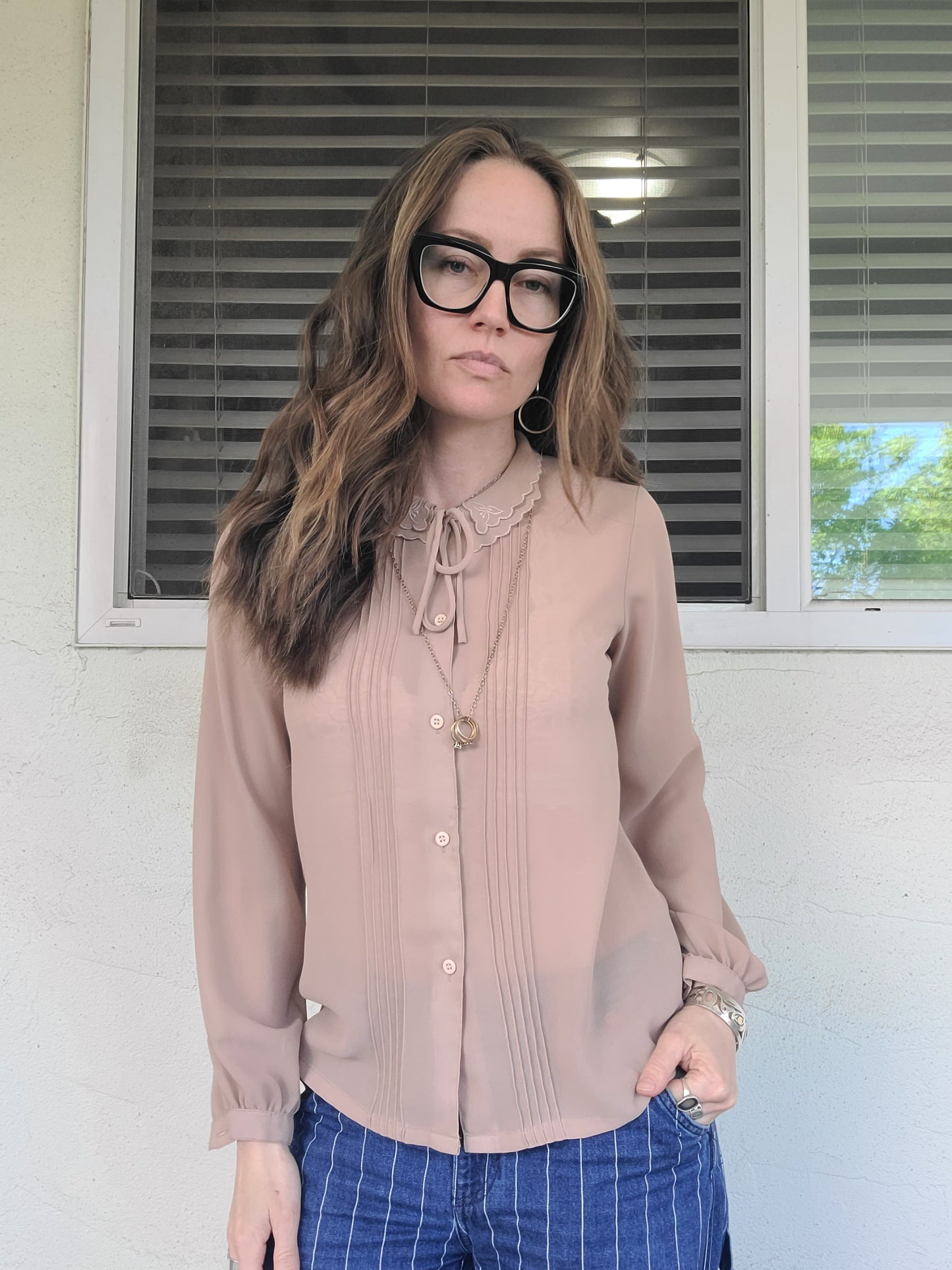 The Lady Edith Chiffon Vintage Blouse M