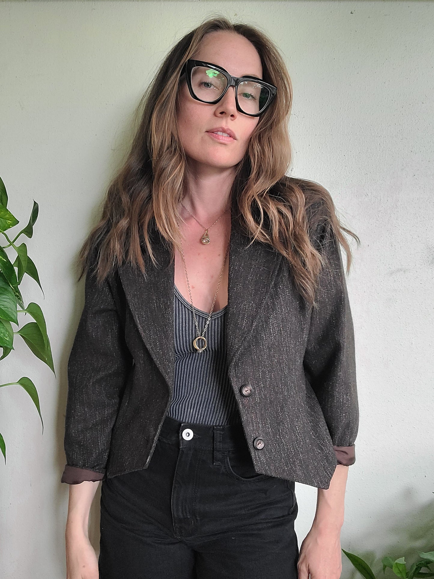 The Coffee Shop Writer Vintage 80s Wool Cropped Blazer M