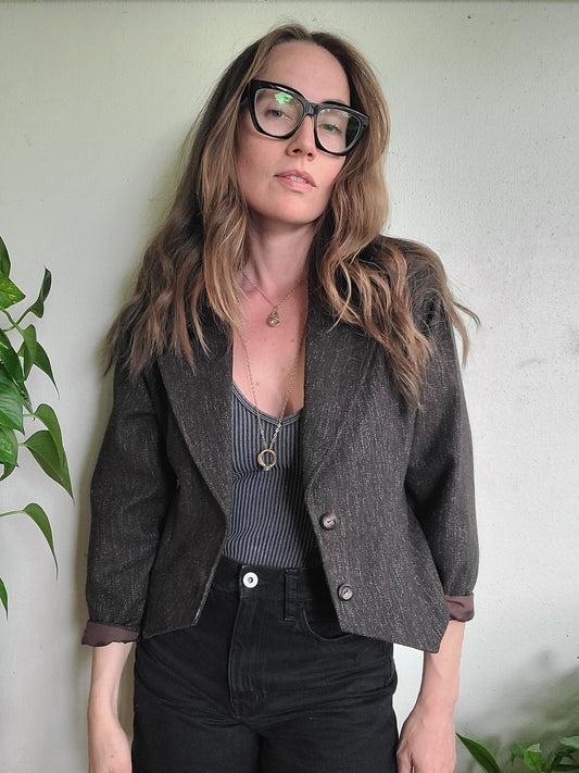 The Coffee Shop Writer Vintage 80s Wool Cropped Blazer M