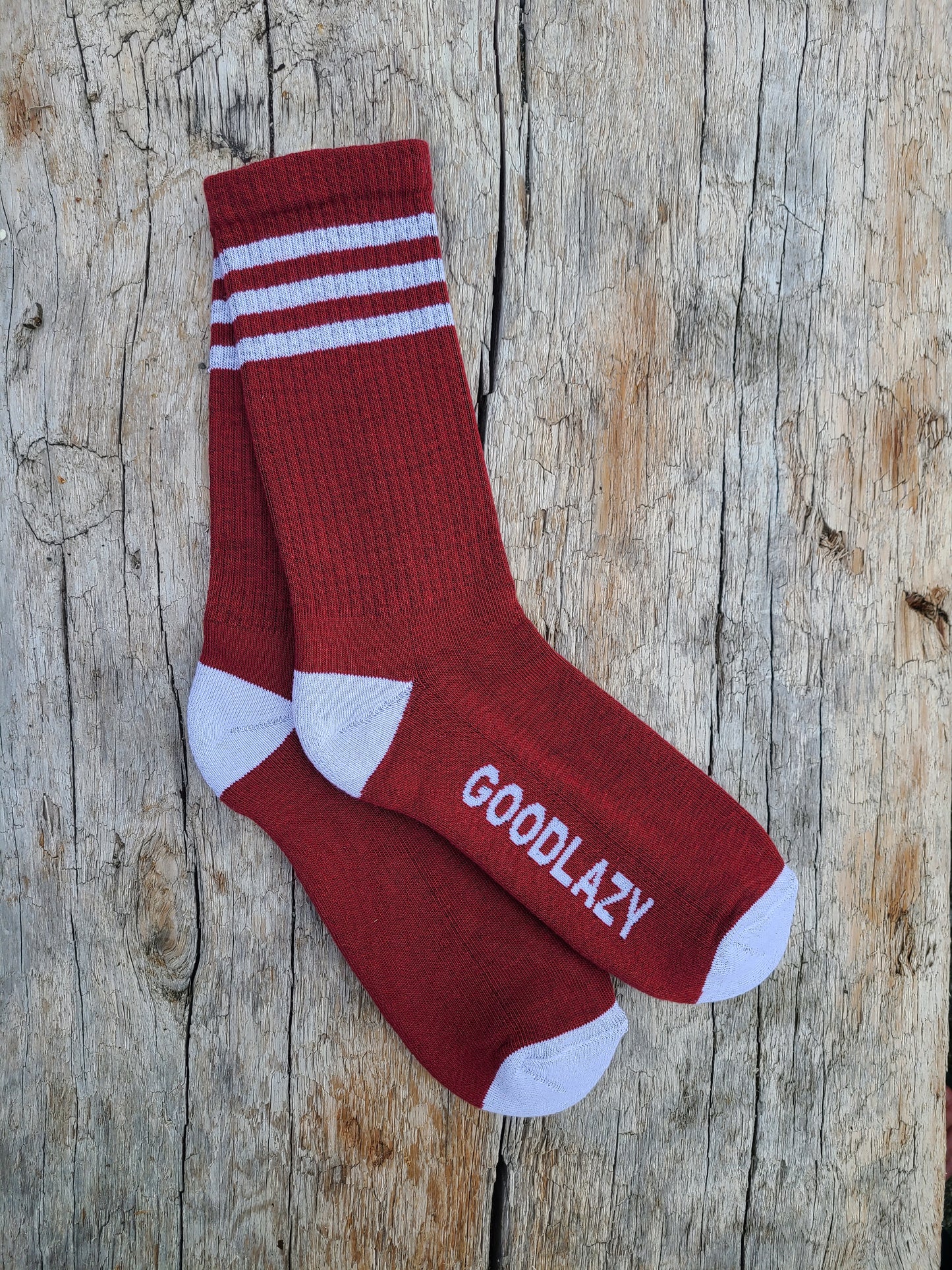 The GoodLazy Athletic Retro Organic Cotton Crew Sock - Dark Red