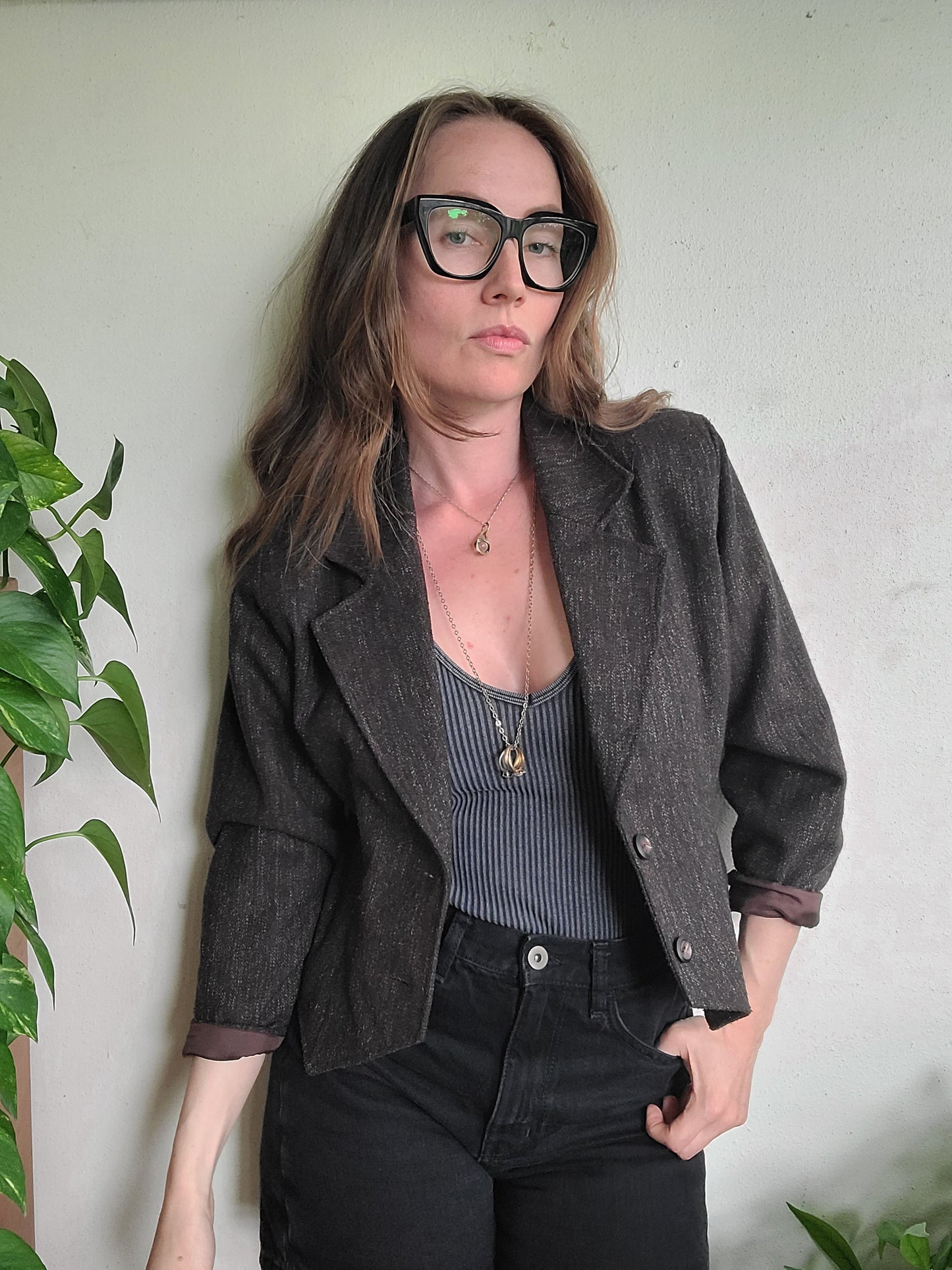 The Coffee Shop Writer Vintage 80s Wool Cropped Blazer M