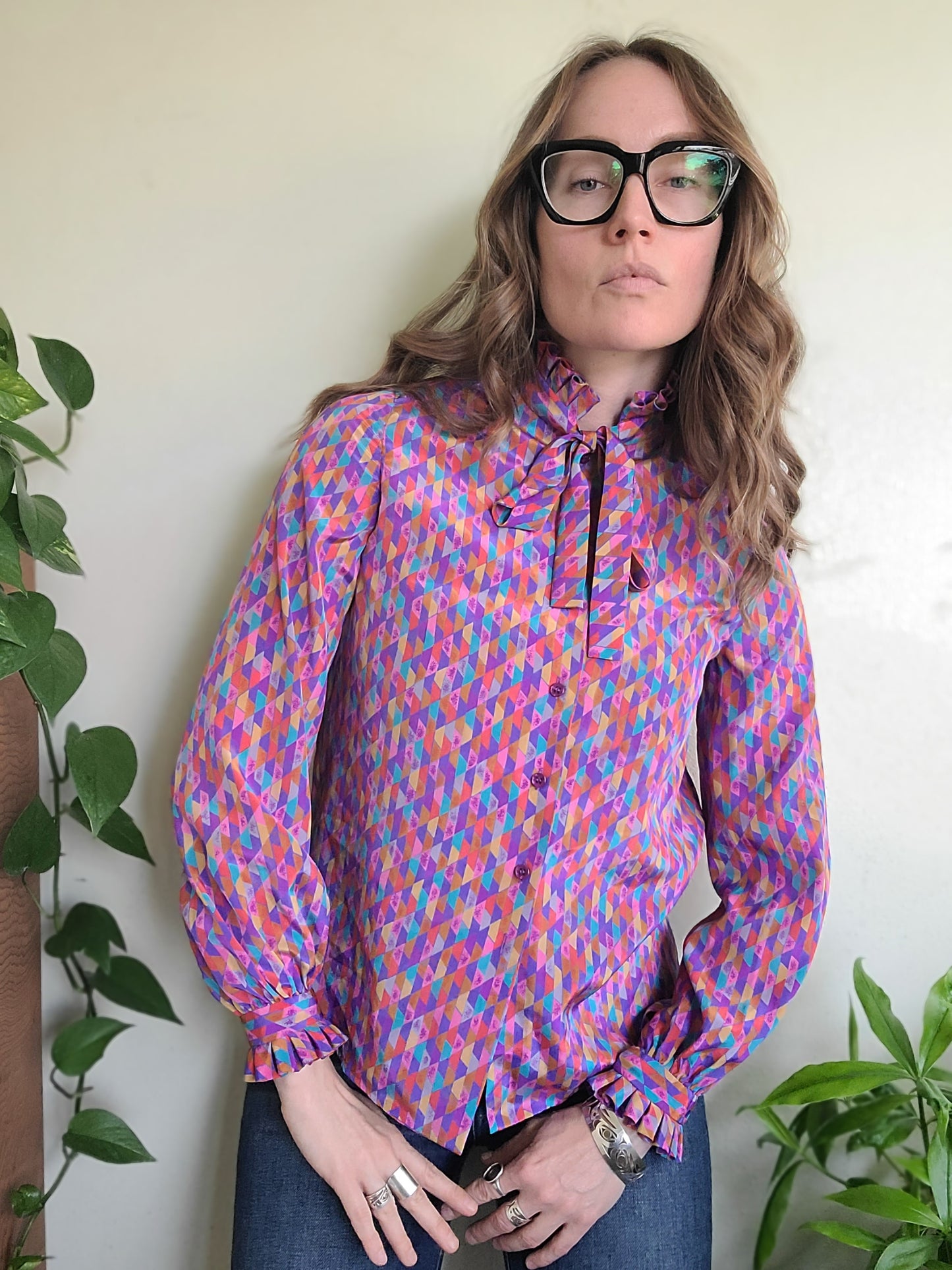 The Rainbow 1960s Vintage Blouse by Abe Schrader XS Petite