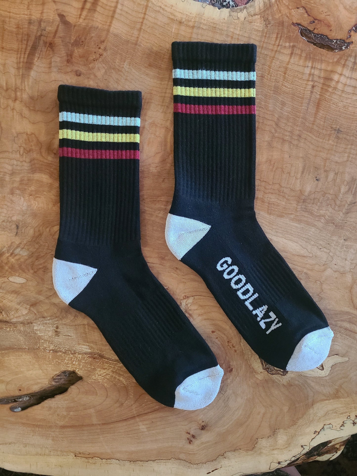 The GoodLazy Retro Athletic Organic Cotton Crew Sock - Black