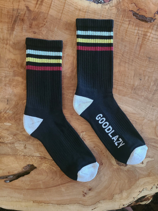 The GoodLazy Retro Athletic Organic Cotton Crew Sock - Black