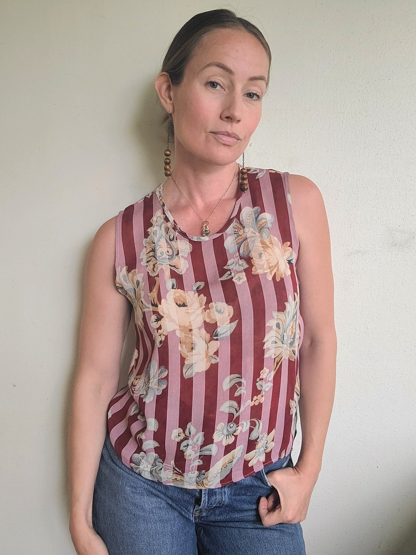 The Carrie 90s Sheer Sleeveless Blouse S/M