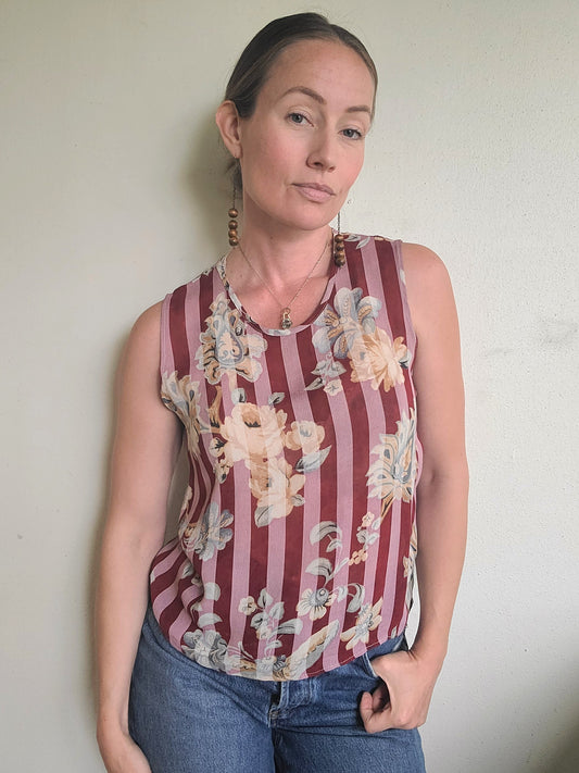 The Carrie 90s Sheer Sleeveless Blouse S/M
