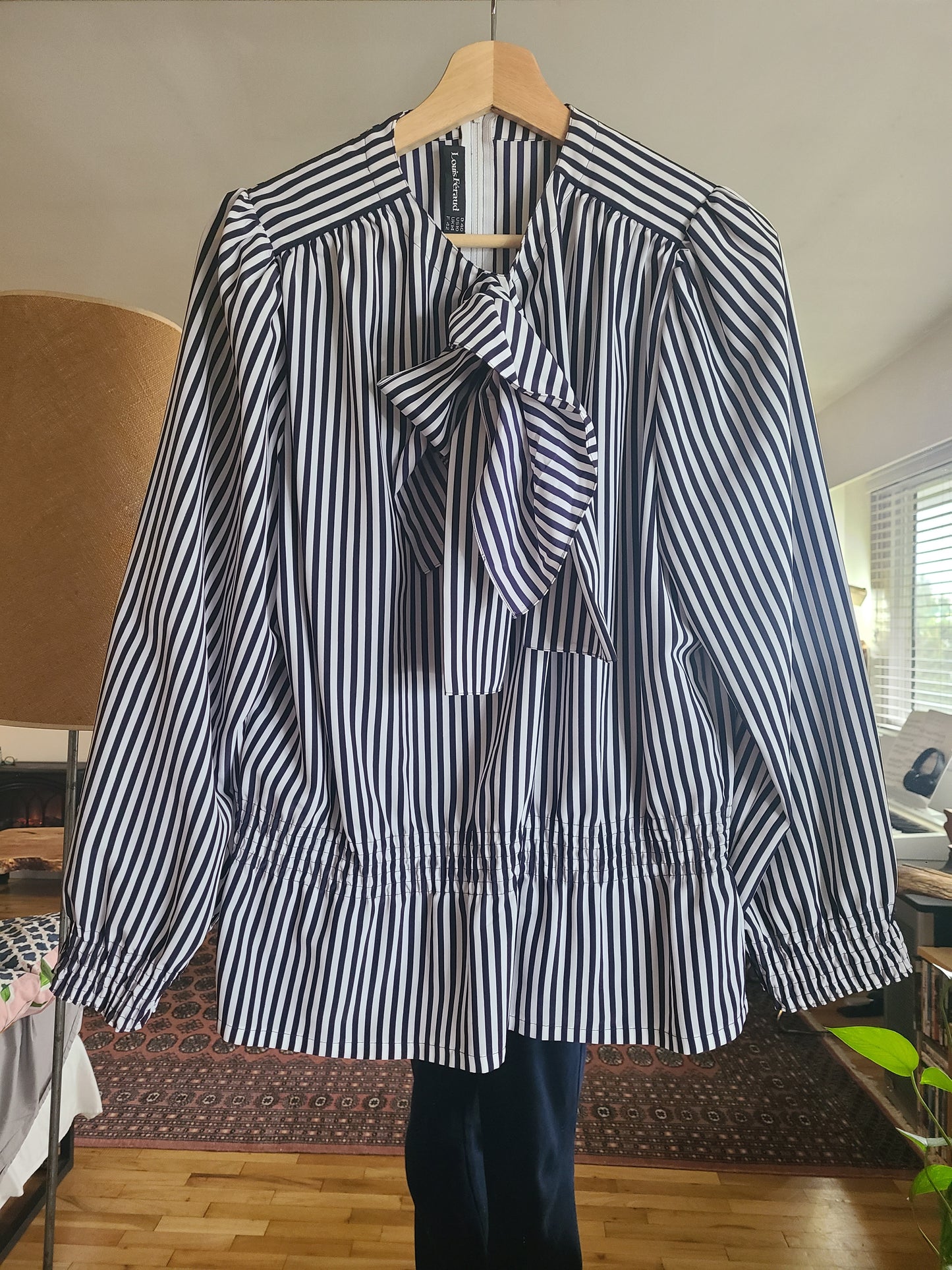 The Lady Mary Vintage Ascot Tie Stripe Blouse by Louis Feraud L