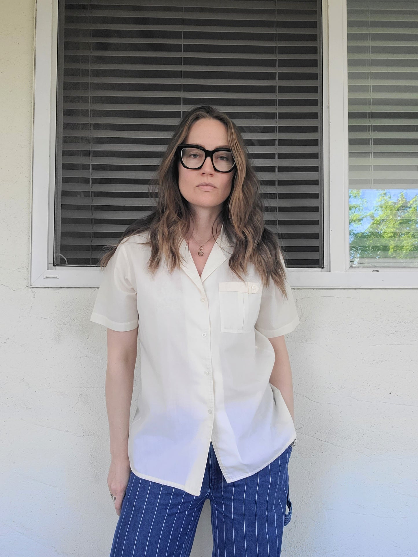 The Susan Poly Cotton Button Down 80s Blouse M/L