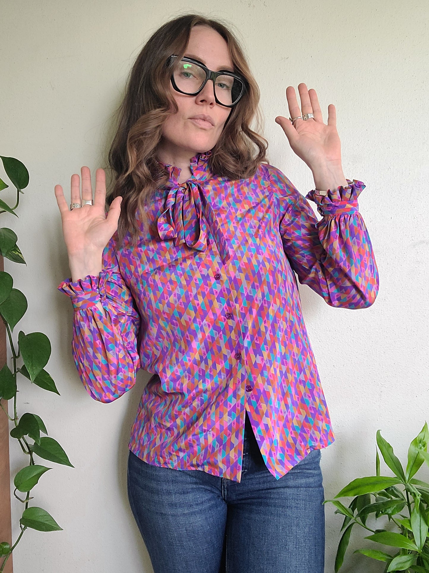 The Rainbow 1960s Vintage Blouse by Abe Schrader XS Petite