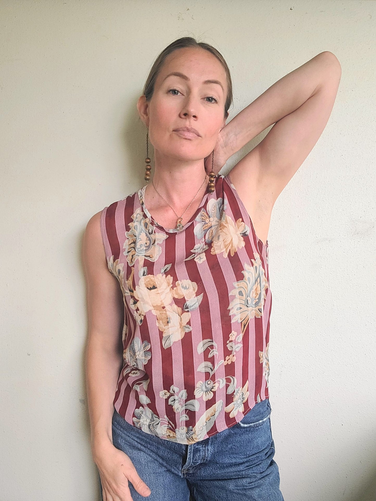The Carrie 90s Sheer Sleeveless Blouse S/M