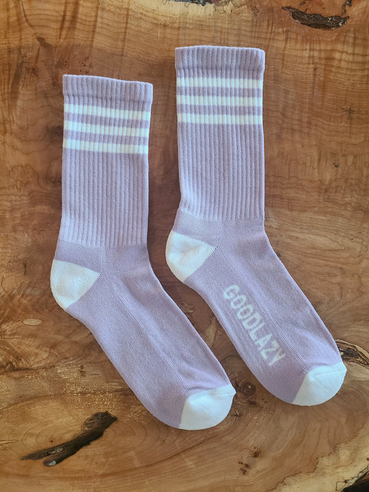 The GoodLazy Retro Athletic Organic Cotton Crew Sock - Lilac