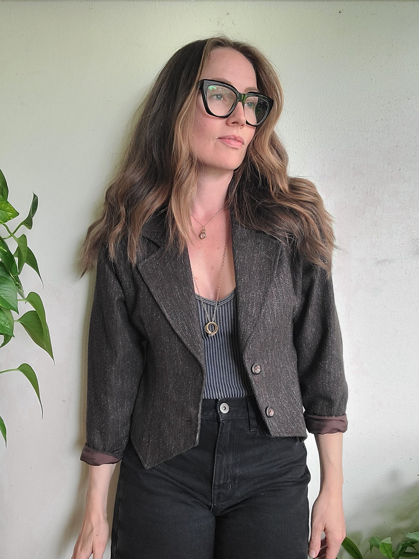 The Coffee Shop Writer Vintage 80s Wool Cropped Blazer M