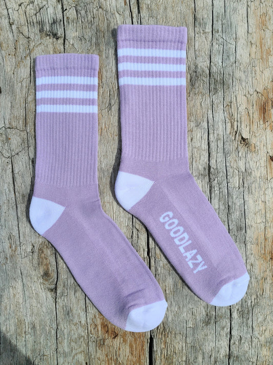 The GoodLazy Athletic Retro Organic Cotton Crew Sock - Lilac