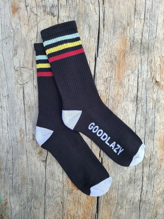 The GoodLazy Athletic Retro Organic Cotton Crew Sock - Black