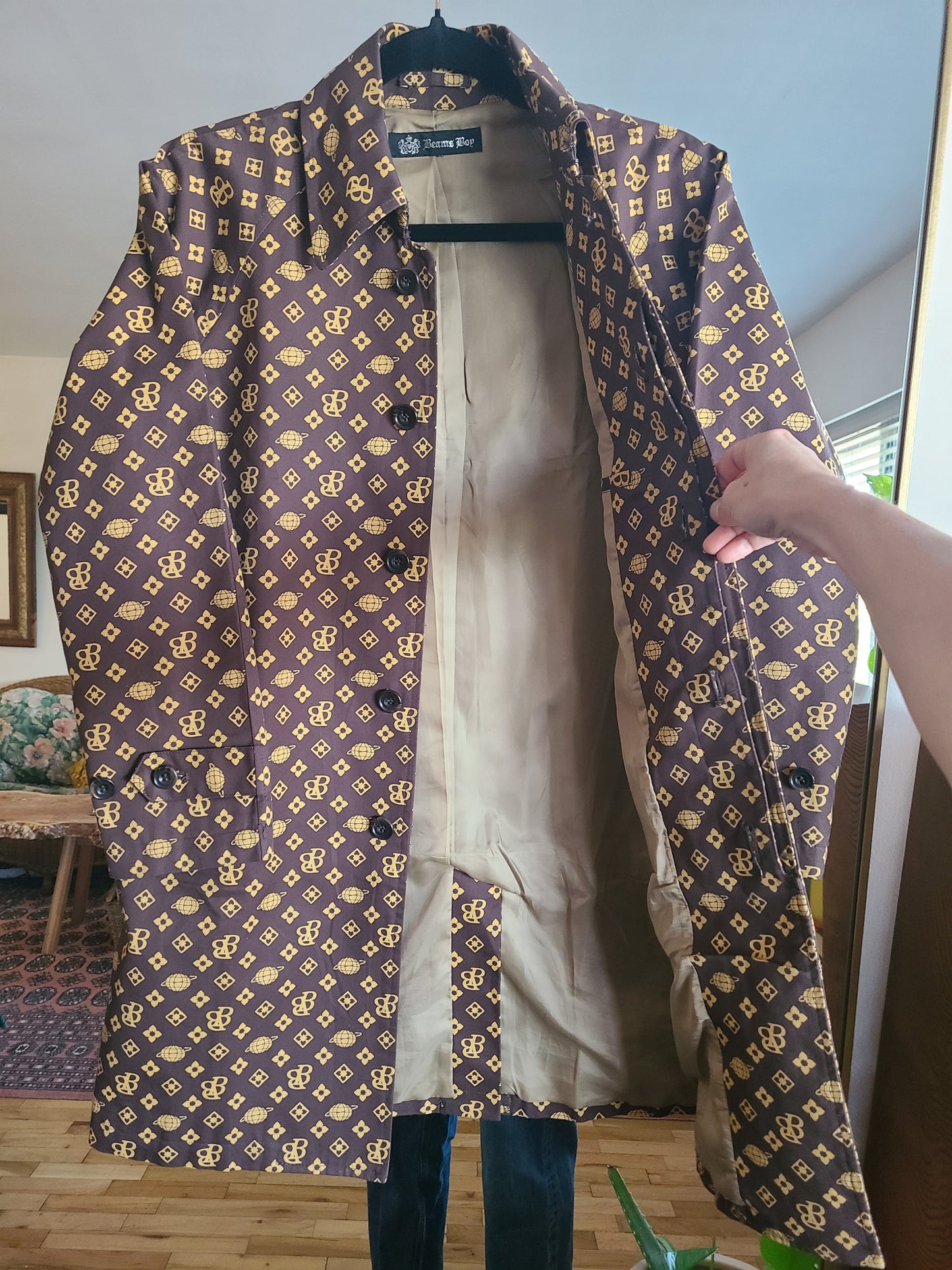 BEAMS BOY Vintage Late 90s Y2K Era Signature Monogram Jacket Coat S
