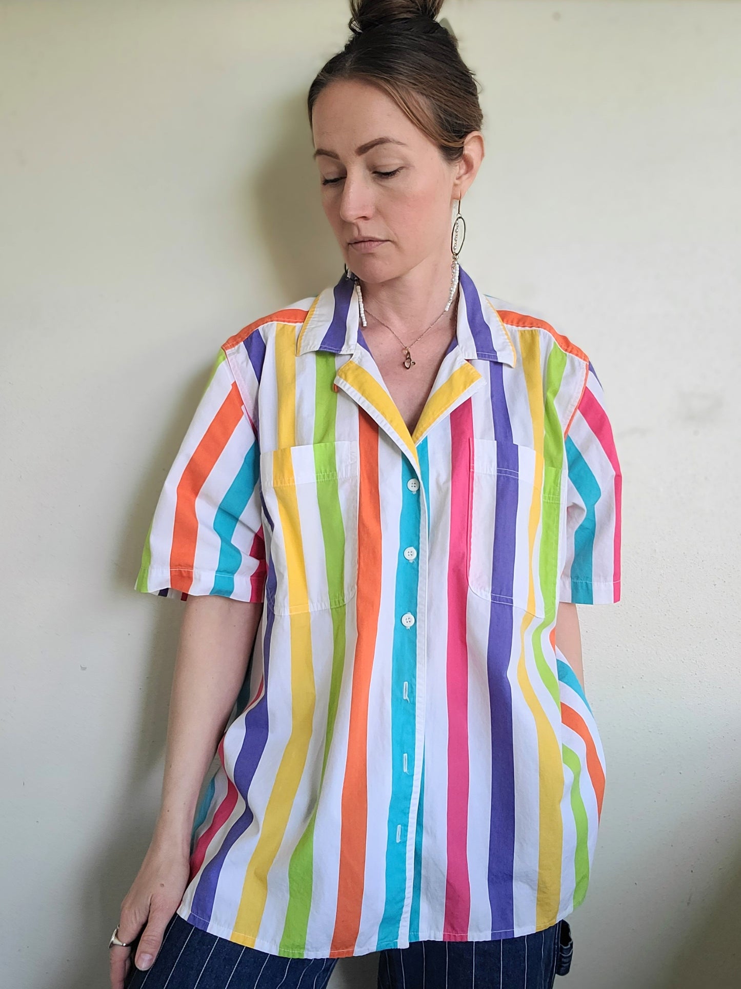 The Rainbow Vintage 80s Liz Claiborne Cotton Button Down XL