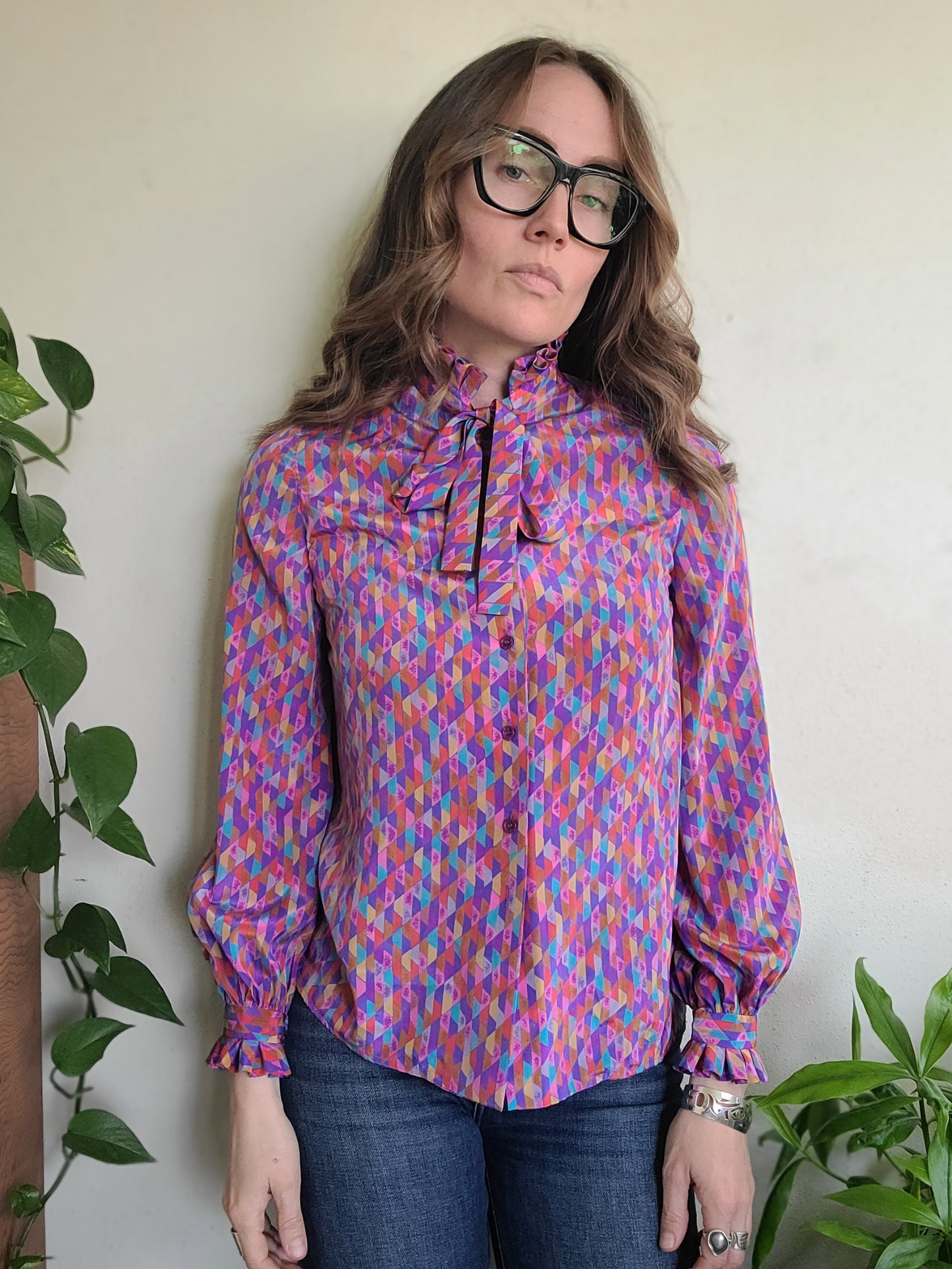 The Rainbow 1960s Vintage Blouse by Abe Schrader XS Petite