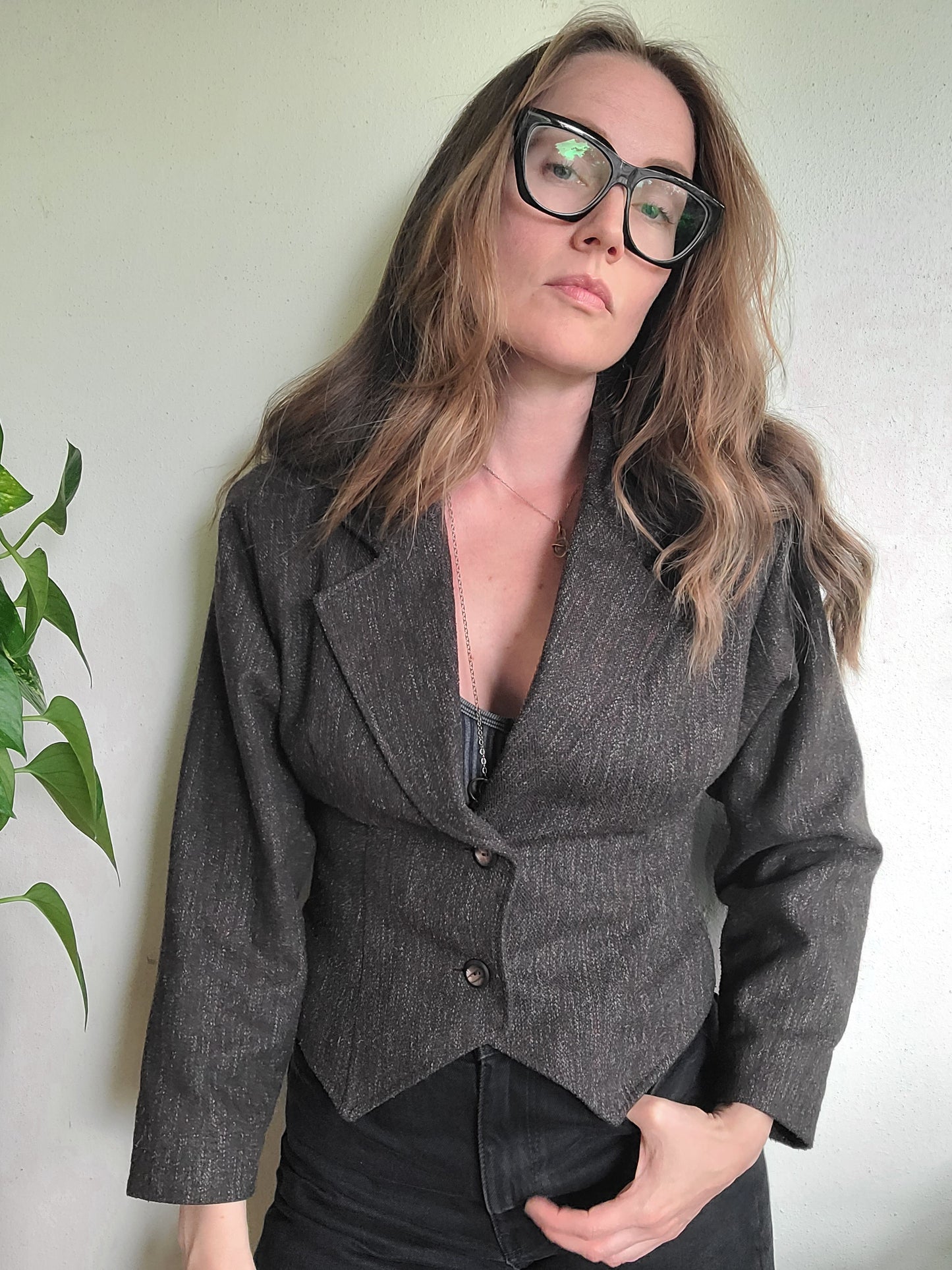 The Coffee Shop Writer Vintage 80s Wool Cropped Blazer M