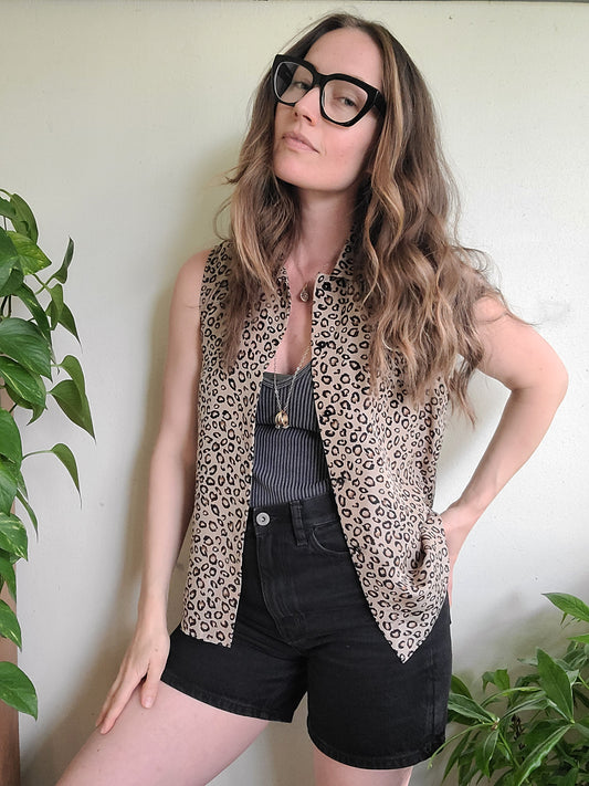 The Eliza Silk Leopard Blouse by Theory M