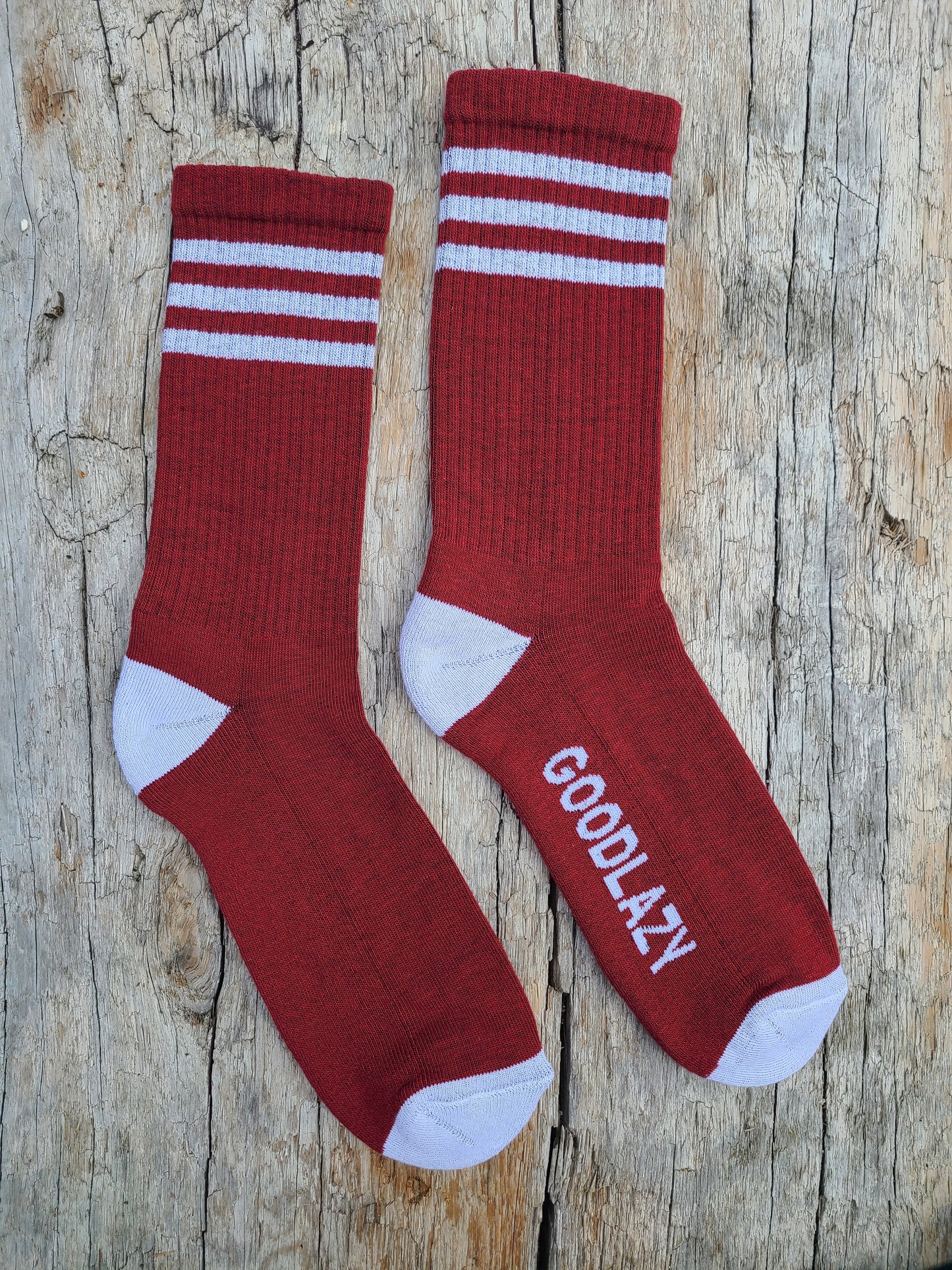 The GoodLazy Athletic Retro Organic Cotton Crew Sock - Dark Red