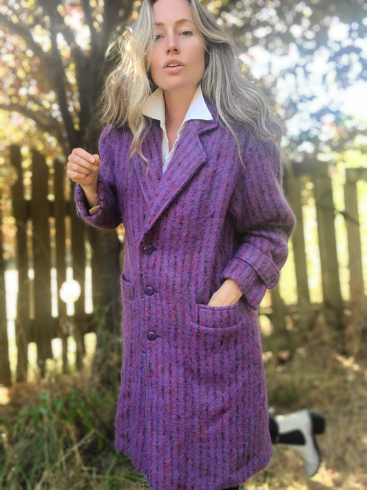 The Purple People Eater Deadstock 1970s Mohair Trench Coat