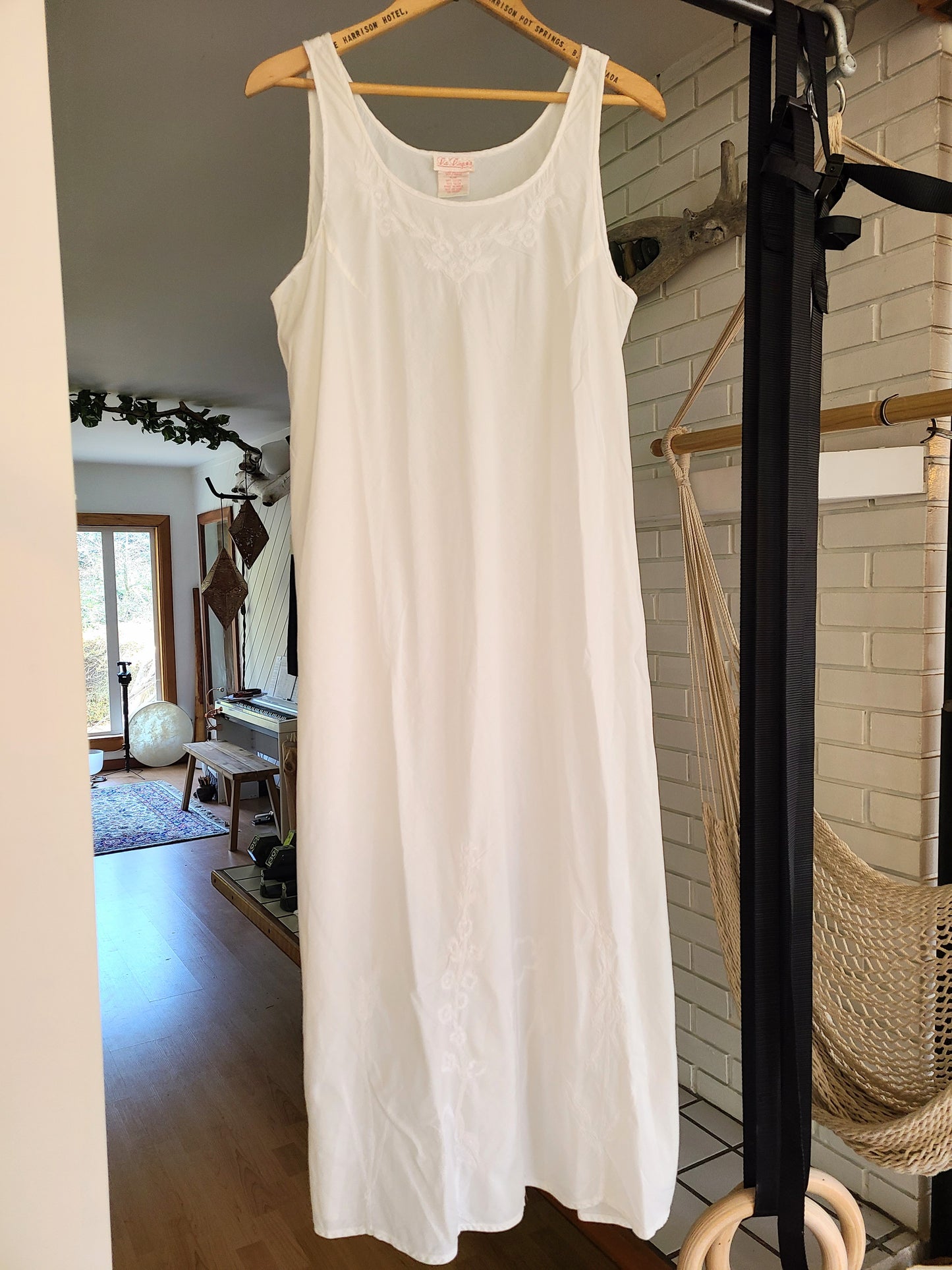 The April Embroidered White Cotton Summer Dress L